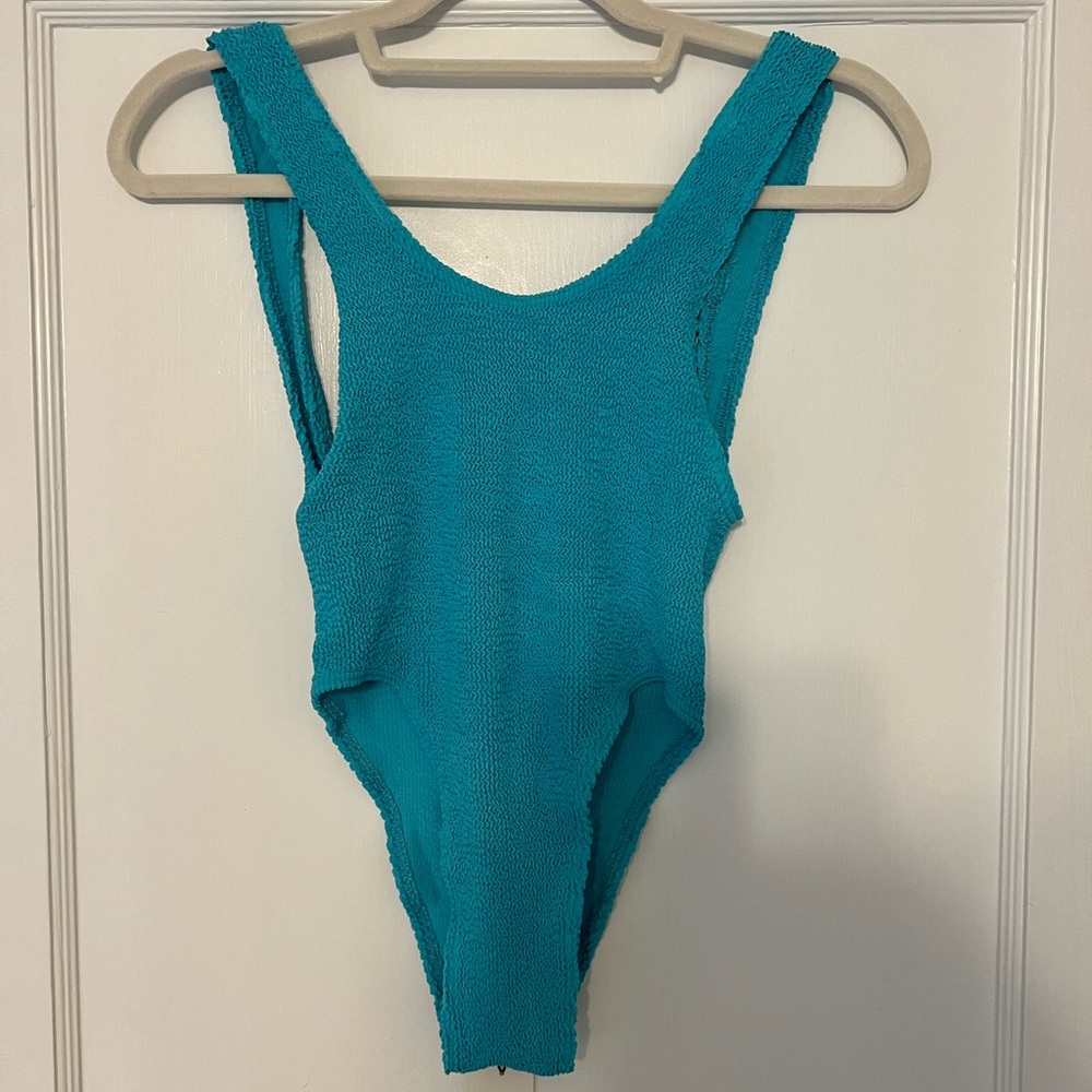Bond-Eye Maxam Textured Teal One Piece One Size Low Back Swimsuit